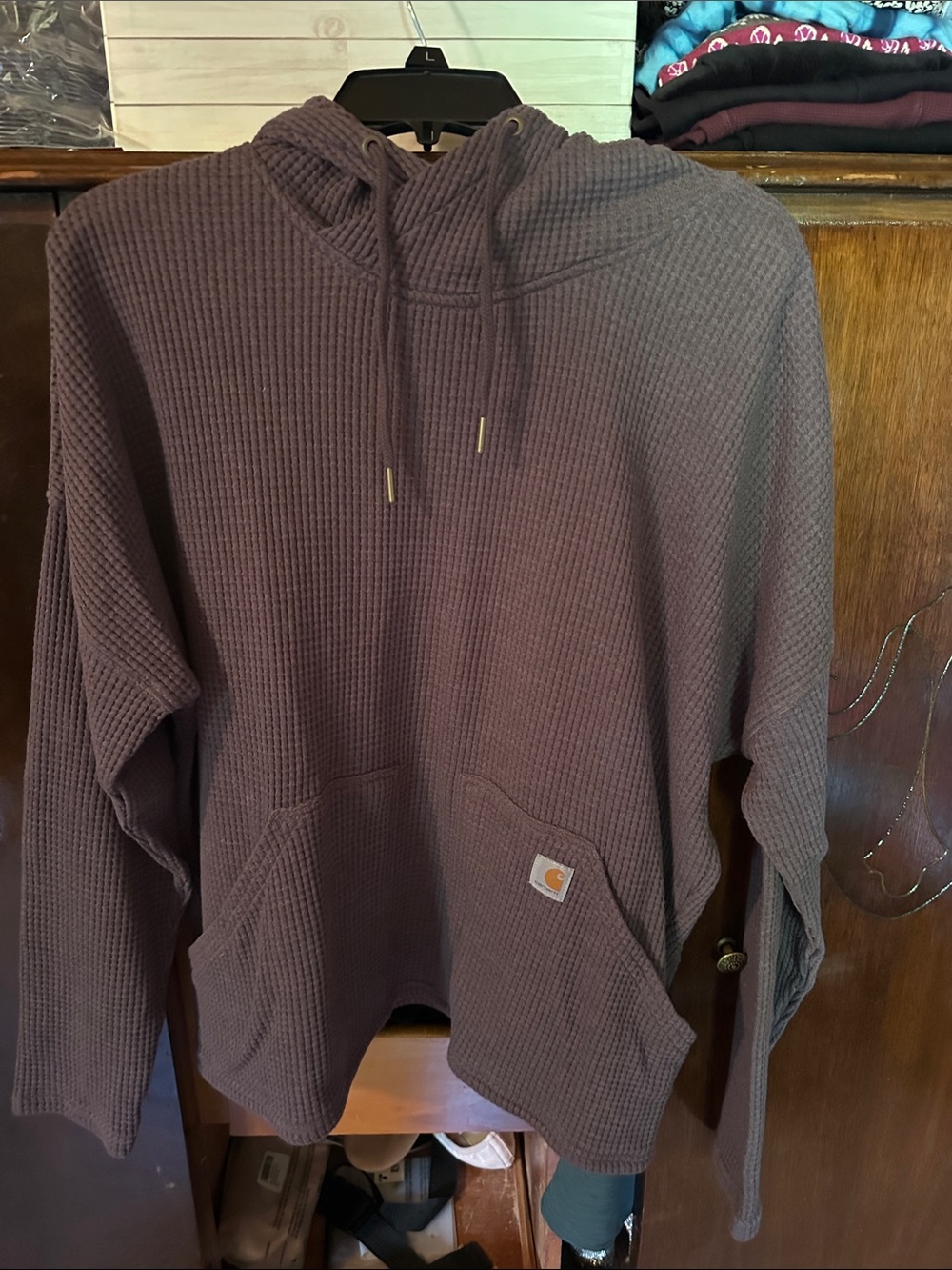 Carhartt Hooded Waffle-Knit Pullover - Plum